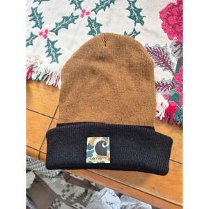 Beanie Hat Brown Black Acrylic Knit Mens OS